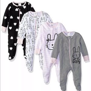 Gerber Baby Girl 4-Pack Sleep 'N Play Bunny 0-3